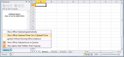 Chapter : Making Excel More Efficient Display the Office Clipboard Using the Keyboard Click the Home tab. In the Clipboard group, click the dialog box launcher icon.