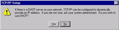 Installation of the Drivers Using MS Windows NT 4.0 10/01 Note If this is not the case, it is also possible to define an IP address later.