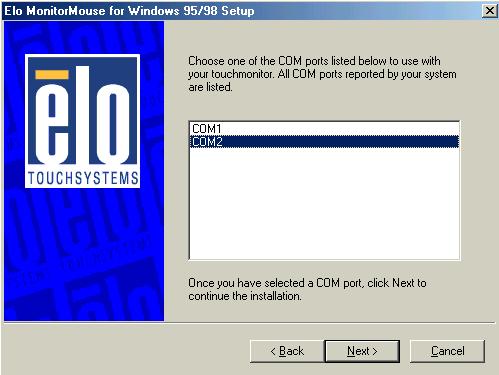 10/01 Installation of the Drivers Using MS Windows Millennium Edition 3. Calibrate the ELO Touchscreen immediately after the restart.