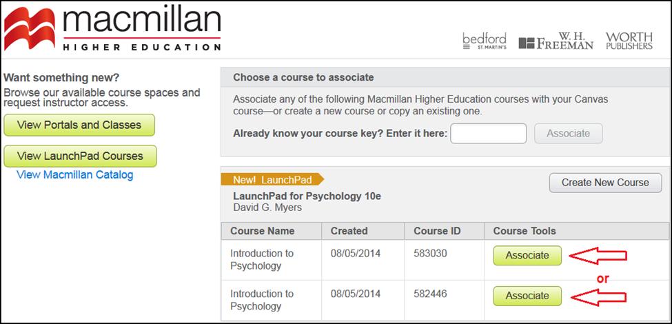 Associate another LaunchPad course with your Canvas course On the Choose Course page carefully review the list of courses shown and select the LaunchPad course that you wish to