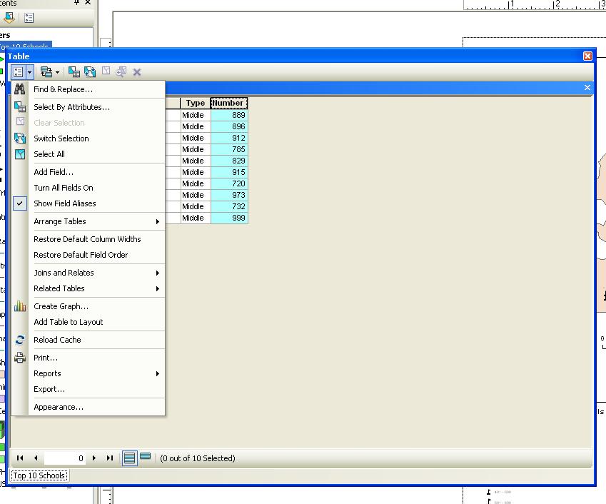 Options drop-down menu, select Add Table to Layout as shown in Figure 9.