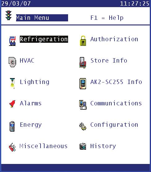 Main Menu - Icon Overview Factory authorization code: 12345 (enter) 50 (enter) Authorization Menu Authorization After a successful boot up the Controller will display the Main Menu.