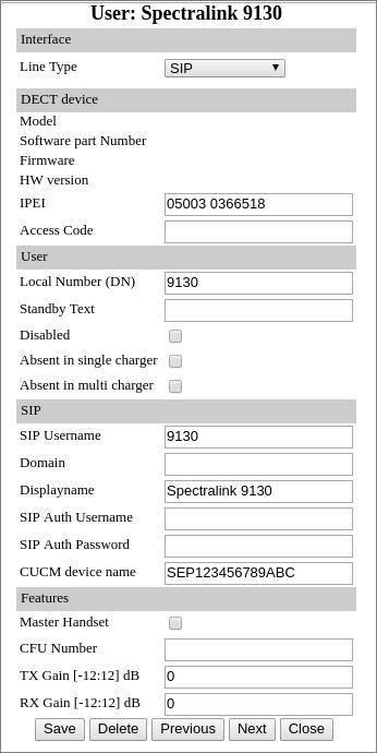 Example - Spectralink DECT Server 2500/8000: 3. Click Save. 4.