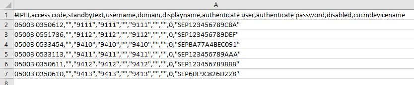 Example of User XML File Containing Predefined CUCM Device Names For an example of a user XML file in Spectralink IP-DECT/DECT Server format containing predefined CUCM device names, see below: <?