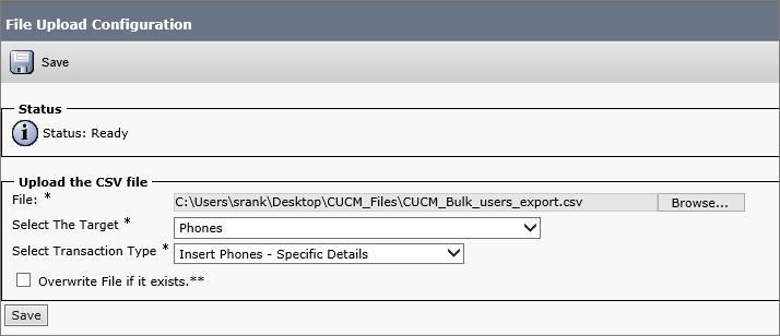 To Import a CSV File Import the CSV file (previously exported from the Spectralink IP-DECT/DECT Server) using the phone template defined. 1.
