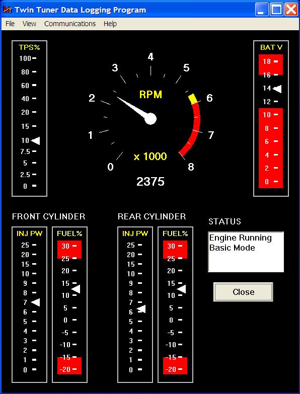 Figure 6 Real Time Engine Data Display PC LINK TUNER SOFTWARE Before the engine is started, you can download or upload data with PC Link Tuner.