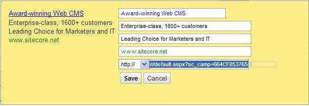 Marketing Operations Cookbook 5. Paste the campaign query string into your sponsored site. You must append the query string to your site URL. In this example the website URL is: www.sitecore.