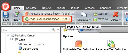 5.4 Creating a Page Level Test in the Content Editor Create a page level test to test a whole page and not just a single component (rendering) on a page.