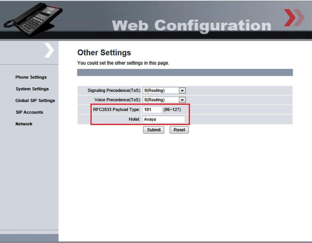 8.5. Configure SIP Settings Select Global SIP Settings Other Settings from the left menu.