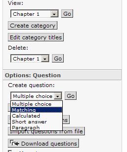 Matching: Under Create question: select Matching Title: Enter the question title Question: Enter the question