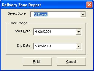 Delivery Reports 14 49 Figure 14-46: Sample Delivery Zone Report DELIVERY ZONE REPORT BY DELIVERY DATE FROM 11/04/04 TO 11/04/04 STORE: All Stores ZONE NUMBER OF ORDERS TOTAL ZONE AMOUNT DOWNTOWN