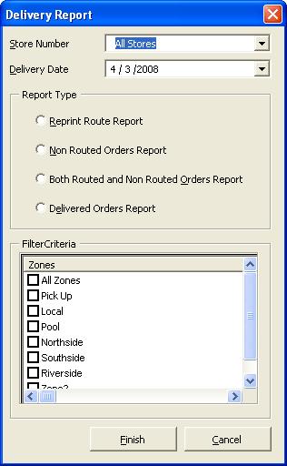 14 50 Chapter 14 Delivery Report There are four types of Delivery Reports: Table 14-6: Delivery Report Types Delivery Report Type Reprint Route Report Non Routed Orders Report Both Routed and Non