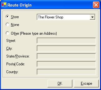 Reference 14 65 Figure 14-65: Specifying a Route Origin Routing Progress Window The Routing Progress window allows you to view the current status of a delivery route.