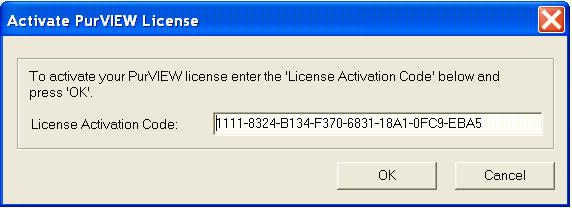Licensing the software cont d. 5. Contact your PurVIEW vendor and supply the License Request Code displayed. A corresponding License Activation Code will then be supplied to you. 6.