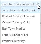 Use this tool... Jump to a bookmark that was previously added to the map. To add a bookmark for the current extent, click the plus +, enter a name, and then click OK.