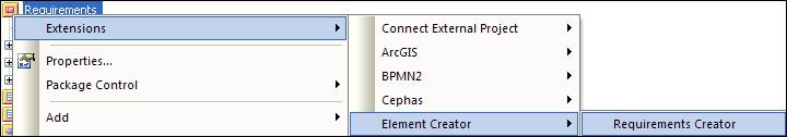 Element Creatr User Guide Creating Requirements thrugh the extensin interface Currently the nly cntext that can be used as a basis fr Requirement creatin is a Package selected in the Prject Brwser: