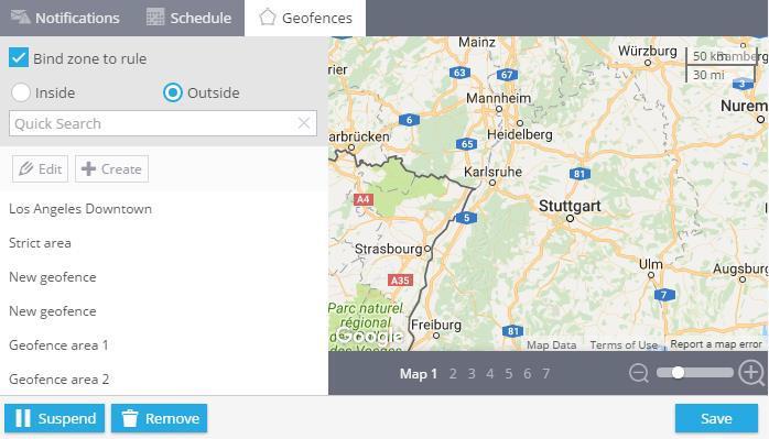 Geofences Choose a geofence where you want to control your