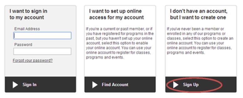 b. If an account is found, proceed to step 3 of the Member & Current Program Participant Account Set up Guide. 3. Select the third box Sign Up option 4.