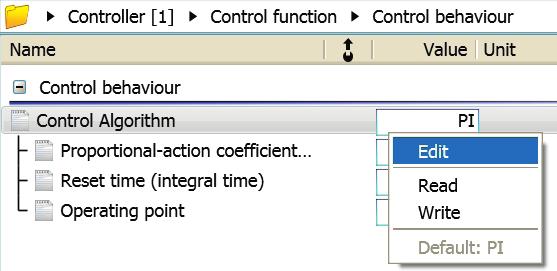 Main window 4.1 Editing parameters Select the parameter.