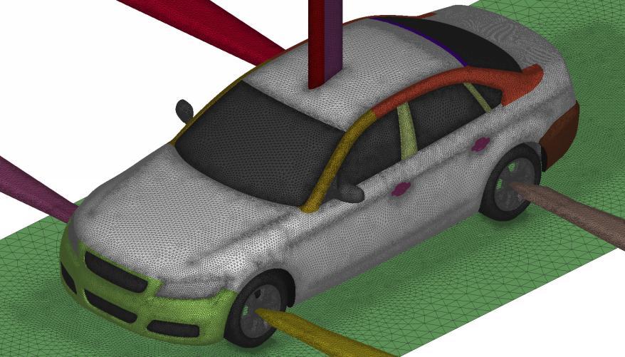 Batch mesh generated surface mesh Automatic generation of models with variable resolution using batch meshing Coarse - 780 k trias on vehicle