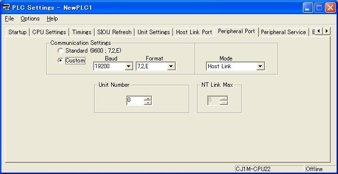 2. [Transmission Settings by CX-Programmer] 2-1 Settings of Peripheral Port on CPU Unit To set the transmission settings of the peripheral port on the CPU unit, follow the procedures below.