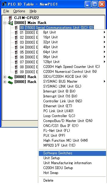 < Settings of RS-232C Port on Serial Communication Unit> Double-click [IO Table] to open the [PLC IO