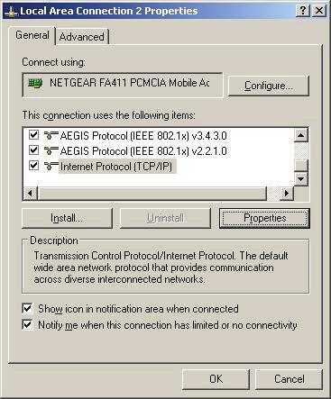 4. With Internet Protocol (TCP/IP) highlighted, click Properties. Fig.