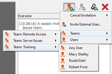 Share a Session with Other Users Invite another user to join a session by clicking the Share button in the session tools. By default, only teams to which you belong will be listed.