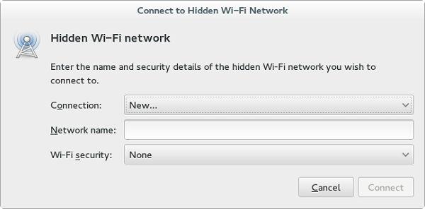 Figure 5. Hidden Wi-Fi Network 5 Enter the name and security details of the hidden network that you want to connect to. Table 1.