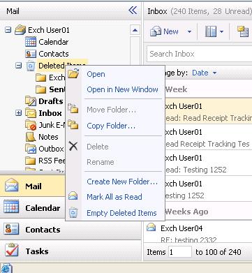The mail(s) would be removed from [Inbox] and would be stored in [Deleted Items] box. 5. Go to the [Deleted Items] folder.