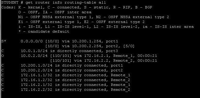 QUESTION: 1 Review the output of the command get router info routing-table all shown in the Exhibit below; then answer the question following it.