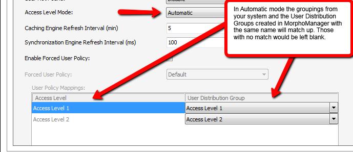 Grouping Level Mode: This setting determines how MorphoManager should map EntraPass users into MorphoManager User Distribution Groups.