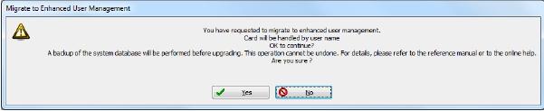 Options Credentials Parameters Credentials Parameters Card Under the Card tab, System Administrators will be able to migrate their EntraPass system to enhanced user management where users are managed
