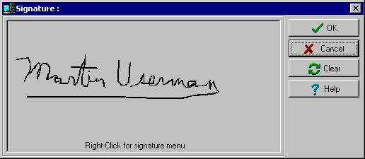 3 Click OK to paste the signature in the card window.