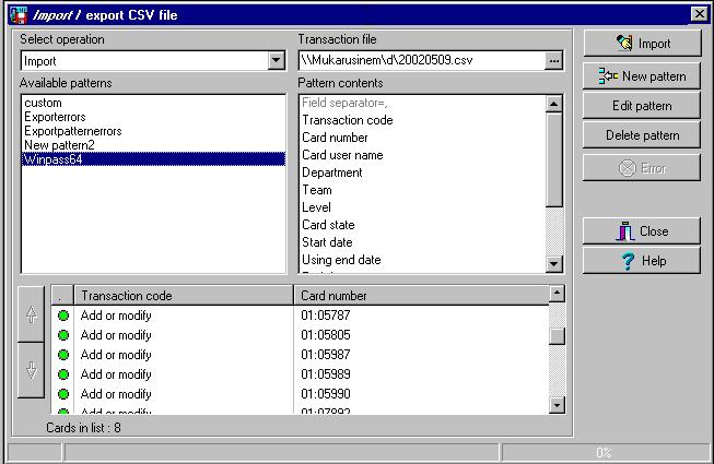 6 From the Field separator drop-down list, select Comma as the field separator, then click OK. The Card number field contains data.