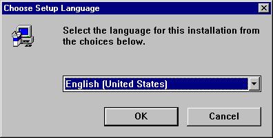 5 Click OK. The system prompts you to select the installation language. English is the default language.