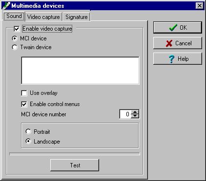 Setting up Multimedia Devices The Multimedia devices utility allows you to set up your system multimedia objects: Alarm sound Video capture devices Signature capture devices To select an alarm sound: