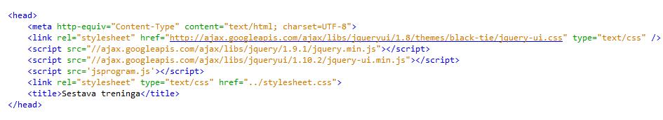 13 Na Sliki 4 je mogoče videti spletno stran, ki poleg jquery spletne knjižnice preko Google Libraries API naloži tudi knjižnice za jquery UI in pripadajoče stilske predloge.