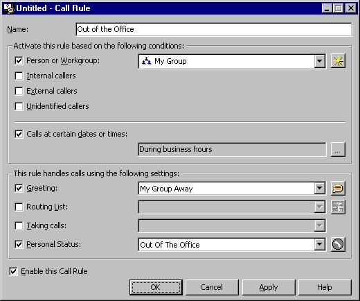 Creating a new call rule The following procedure explains how to create a call rule. Be sure to go to any sections referenced in the procedure. To create a new call rule 1.