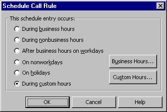 Setting schedule conditions To make the call rule active during certain dates or times only, check Calls at certain dates or times.
