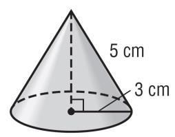 Surface Area of Cones The lateral area L.A. of a cone is π times the radius times the slant height, or L.A. = πrl.