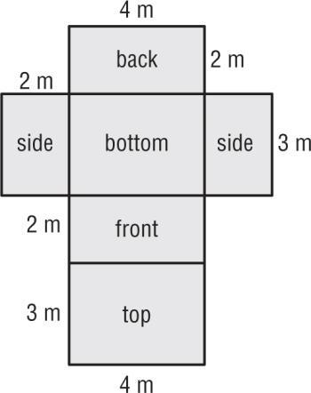 A. of a rectangular prism with length l, width w, and height h is the sum of the areas of its faces. S.A. = 2lw + 2lh + 2wh Find the surface area of the rectangular prism.