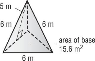 6 + 1 (18 5) P = 3(6) or 18, l = 5, B = 15.6 2 S.A. = 60.6 The surface area of the pyramid is 60.