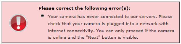 Mac User ACTIVE X If the camera is not connected to your Network, you will see: If this message is displayed or no video is showing on your computer