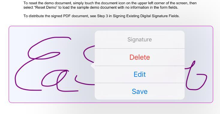 5.1 Editing and Deleting the Signature Every signature object contains the raw signature capture data as well as extra metadata that will be included in the embedded Adobe digital signature field.
