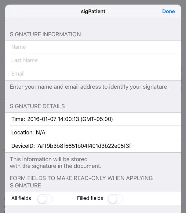 5.1.1 Signature Information The Signature information (details) window reveals the additional information associated with the signature object.