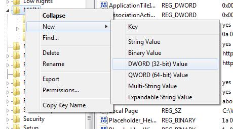 4. In the Registry Editor, right-click Internet Options, and then select New DWORD (32-bit) Value. Name the new entry SessionMerging. 5.