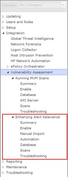 Integration with McAfee Vulnerability Manager Relevance analysis of attacks 4 The following menu options are displayed: Figure 4-18 Relevance menu options Item Menu option Description 1 Enhancing