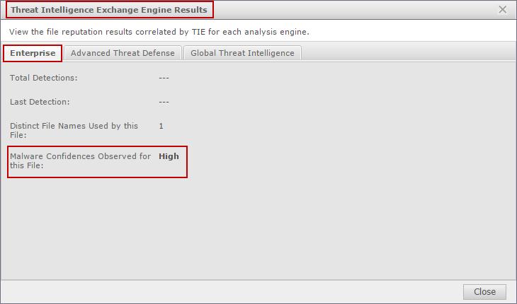 Integration with McAfee Threat Intelligence Exchange Viewing Threat Intelligence Exchange detection in the Manager 5 Clicking the icon to view file