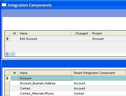 Creating and Maintaining Integration Objects Creating Integration Object Instances Programmatically Figure 18 shows some of the integration components in the hierarchy of the EAI Account integration